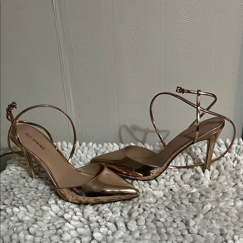Gold Strappy Heels